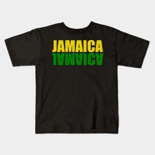 Jamaica mirrored in the colors of the Jamaican flag black green and gold Kids T-Shirt